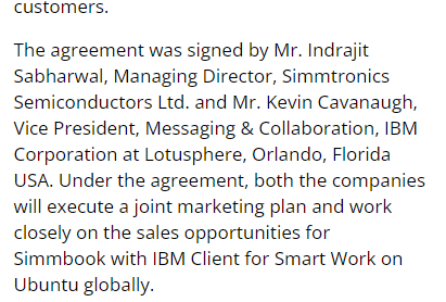 Business Standard IBM agreement continuation